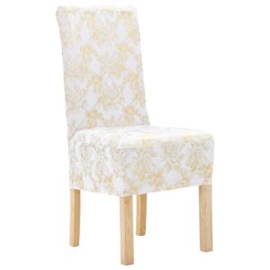 Pokrowce elastyczne na proste krzesła PERVOI, biało-złote, 4 szt
