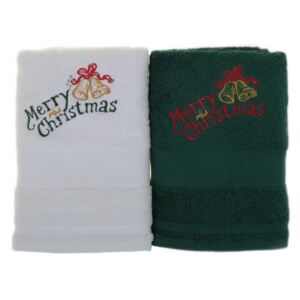 Zestaw 2 ręczników Merry Christmas White&Green, 50x100 cm