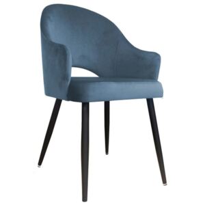 Szare tapicerowane krzesło fotel DIUNA materiał BL-06 - Niebieski || Szary