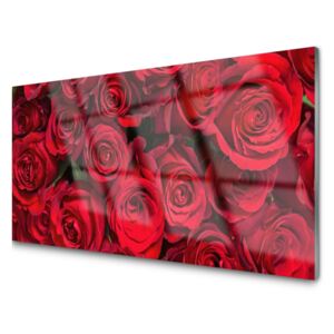 Panel Szklany Czerwone Róże Kwiaty Natura