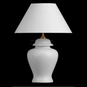 Stojąca LAMPA stołowa BOS II WH abażurowa LAMPKA nocna w stylu angielskim biała