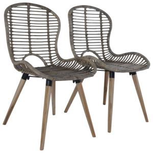 Krzesła ogrodowe, 2 szt, naturalny rattan, 48x64x85 cm, brązowe