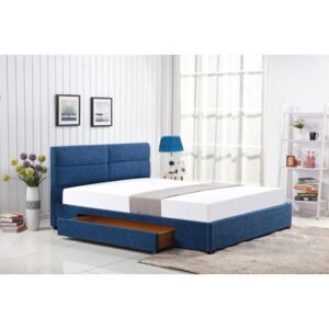 Łóżko MERIDA 160x200 niebieskie z szufladą ☞ Kupuj w Sprawdzonych i wysoko Ocenianych sklepach