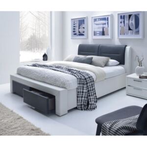 Łóżko CASSANDRA S 140x200 biały/czarny z szufladami ☞ Kupuj w Sprawdzonych i wysoko Ocenianych sklepach