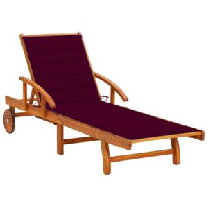 Ogrodowy leżak z poduszką, lite drewno akacjowe