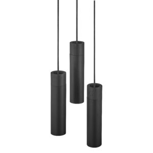 SELSEY Lampa wisząca Tilo x3 czarna z drewnianym pierścieniem