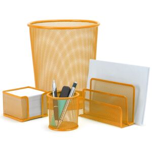Organizer biurowy, metalowy - 4 elementy w komplecie,kolor limonkowy