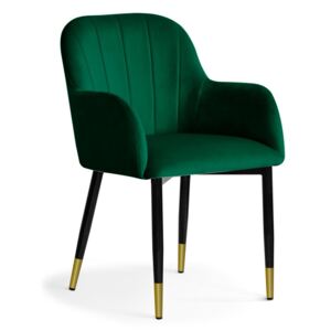 Krzesło TULIP zielony/ noga czarna gold/ BL78