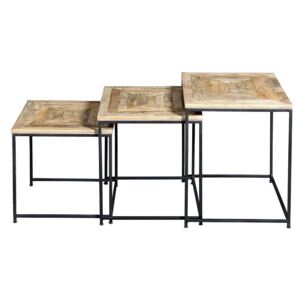 Drewniany stolik MANGO z kwadratowym blatem / zestaw 3 szt