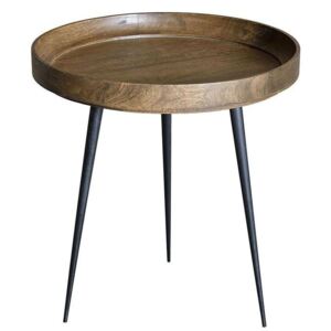 Okrągły stolik kawowy PALO z drewnianym blatem i metalowymi nogami / wys. 60 cm