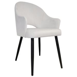 Białe tapicerowane krzesło fotel DIUNA materiał MG-50 - Biały