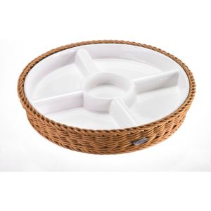 Porcelanowa miska do serwowania w beżowym koszyku Saleen, ⌀ 28,5 cm