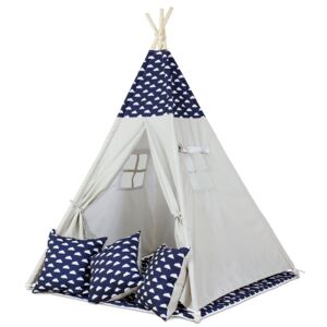 Namiot tipi dla dzieci + mata + poduszki - granatowy