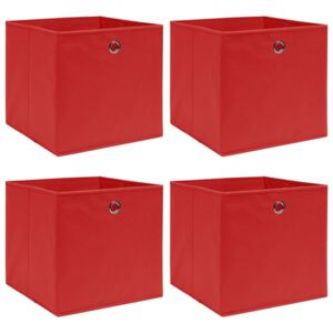 Pudełka, 4 szt., czerwone, 32x32x32 cm, tkanina