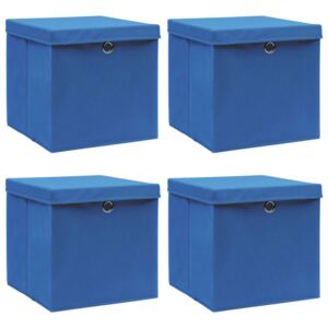Pudełka z pokrywami, 4 szt., niebieskie, 32x32x32 cm, tkanina