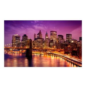 Fototapeta - Manhattan i Most Brookliński nocą