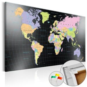 Tablica korkowa, obraz: Mapa świata 60x40 cm
