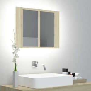Szafka łazienkowa z lustrem i LED, dąb sonoma, 60x12x45 cm