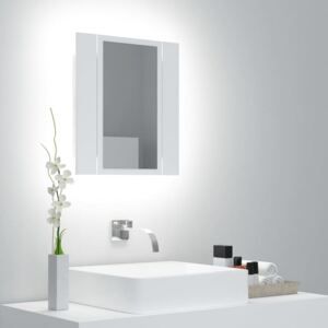 Szafka łazienkowa z lustrem i LED, biała, 40x12x45 cm