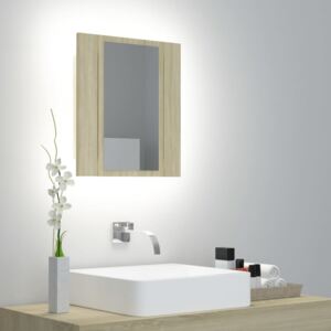Szafka łazienkowa z lustrem i LED, dąb sonoma, 40x12x45 cm