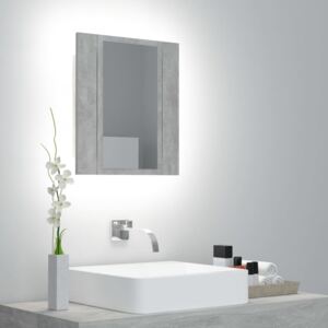 Szafka łazienkowa z lustrem i LED, szarość betonu, 40x12x45 cm