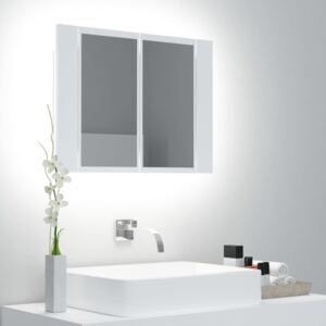 Szafka łazienkowa z lustrem i LED, biała, 60x12x45 cm