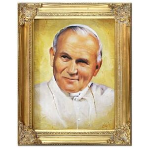 Obraz "Papież Jan Paweł II" ręcznie malowany 36x46cm