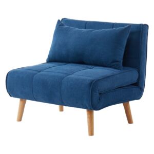 Rozkładany fotel XL CHILA z tkaniny – kolor niebieski