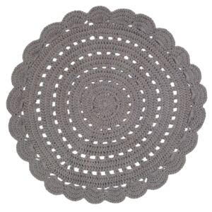 Szary ręcznie haftowany dywanik bawełniany Nattiot Alma, ⌀ 120 cm
