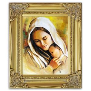 Obraz - Maryja - olejny, ręcznie malowany 27x32cm