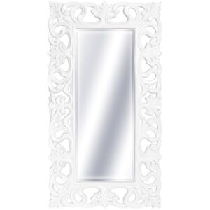 LUSTRO Designerskie APOLLO w białej ramie błyszczące w stylu Glamour prostokąt 92X167 kolor: biały lśniący, Materiał: poliuretan, rozmiar ramy: 92/167/6,5, rozmiar lustra: 50/125
