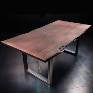 Drewniany stół z blatem o grubości 2,5 cm na płozach Catania 180/90 orzech