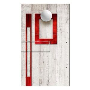 Fototapeta - Beton, czerwone ramki i białe kulki