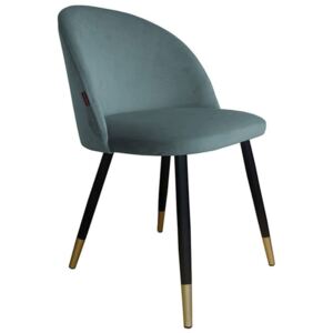 Krzesło KALIPSO niebieskoszare materiał BL-06 ze złotą nóżką - Niebieski || Szary