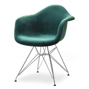 Krzesło skandynawskie art105c zielony welur nogi chrom