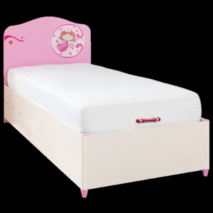 Łóżko dziecięce Little Princess z płyty wiórowej, ze schowkiem, 190x90 cm, różowe/ naturalne
