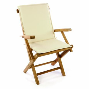 Składane krzesło ogrodowe DIVERO plus poduszka - kolor kremowy