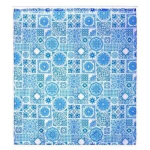 Zasłona prysznicowa ZULA 180x200 cm, poliester, mozaika niebieska