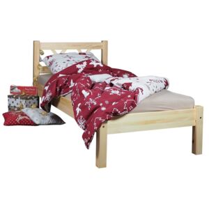 Klasyczne sosnowe łóżko do sypialni z zagłówkiem Modern