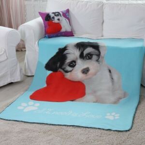 Domarex Koc Puppy Love Dog turkusowy, 130 x 160 cm