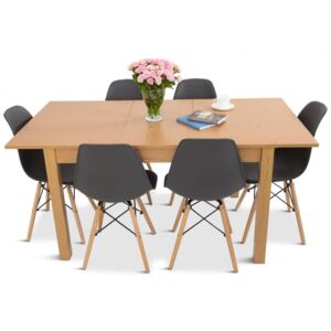 Rozkładany stół 120-160cm z szarymi krzesłami 6+1 Olof P 6 Meblobranie