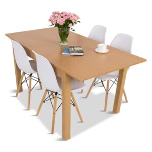 Komplet 4+1 rozkładany stół i białe krzesła Olof P 4 Meblobranie