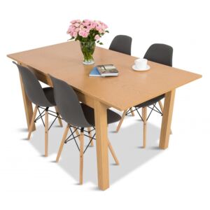 Komplet 4+1 rozkładany stół i krzesła szare Olof P 4 Meblobranie