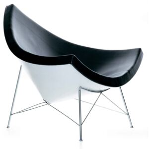 Czarny Fotel Kokos Skóra Naturalna Inspirowany Projektem Coconut Chair