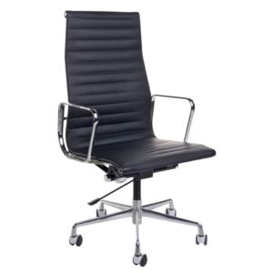 Fotel biurowy CH inspirowany proj. EA119 - wysoki - czarna skóra