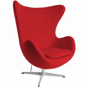 Czerwony Fotel JAJO Wełna Naturalna Inspirowany Projektem Egg Chair
