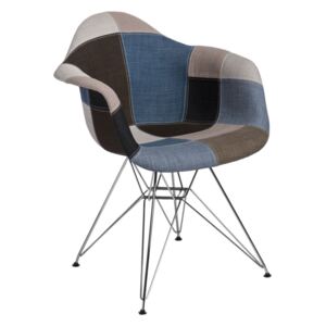 Krzesło P018 DAR patchwork niebiesko-szary