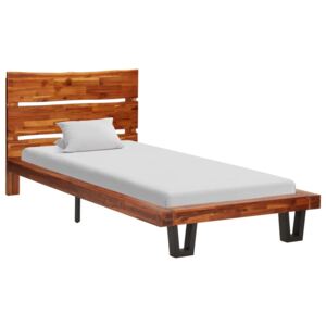 Rama łóżka z naturalną krawędzią, lite drewno akacjowe, 90 cm