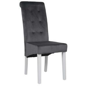 Krzesło Drewniane - Amaro - Welur Popiel, Nogi Białe