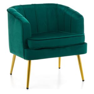 Zielony fotel na złotych nóżkach SOFIA ( MWM-022 ) / welur
